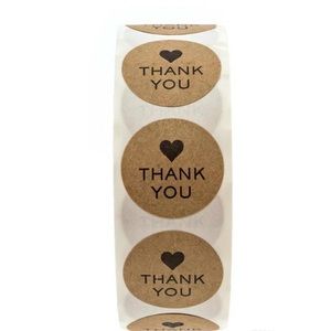Thank you and heart printed with black ink sticker
